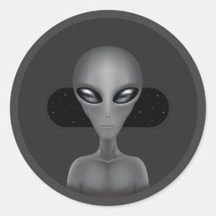 Pegatina Redonda Roswell Alien (Pegatina)