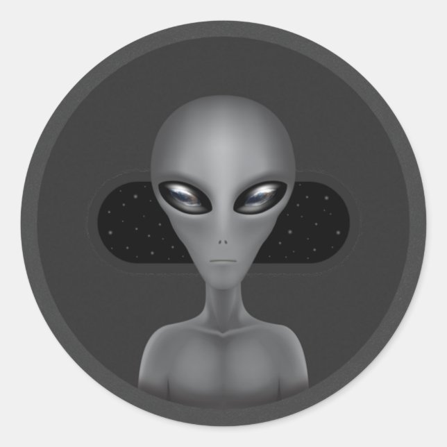Pegatina Redonda Roswell Alien (Pegatina) (Anverso)