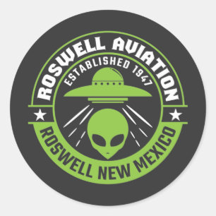 Pegatina Redonda Roswell Aviation Fundada en 1947