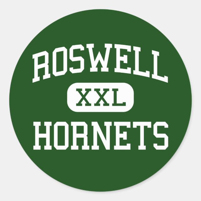 Pegatina Redonda Roswell - Hornets - Escuela Secundaria - Roswell G (Anverso)