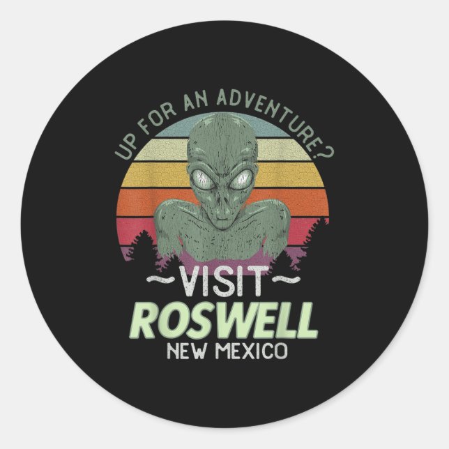 Pegatina Redonda Roswell New Mexico Alien Head Funny Souvenir Quote (Anverso)