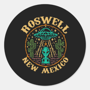 Pegatina Redonda Roswell Nm 1947 - Divertido Roswell Aviación Nuevo