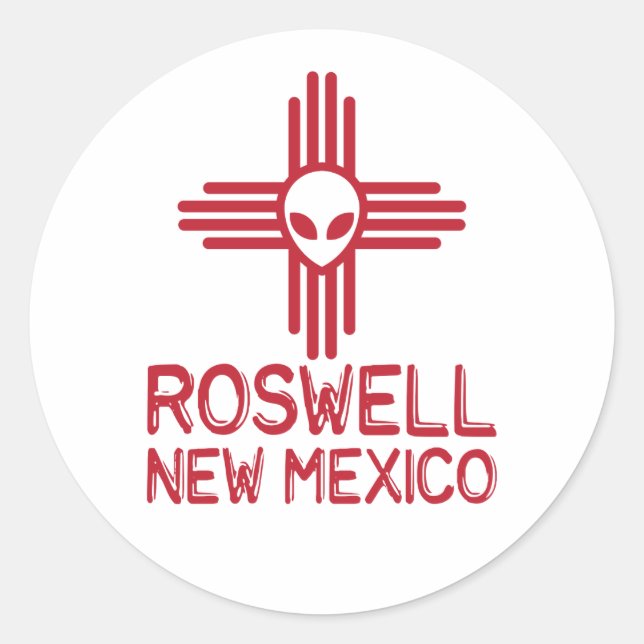 Pegatina Redonda Roswell Nuevo México (Anverso)