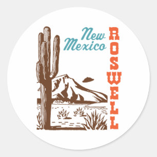 Pegatina Redonda Roswell Nuevo México