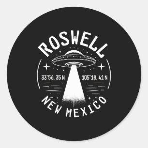 Pegatina Redonda Roswell Nuevo México Alien Ufo Área 51