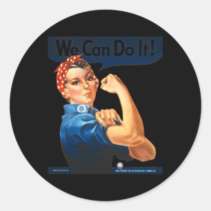 Pegatina Redonda Rosy El Riveter Que Podemos Hacer I