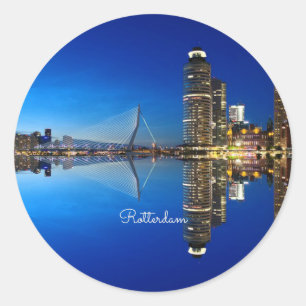 Pegatina Redonda Rotterdam, fotografía paisajística
