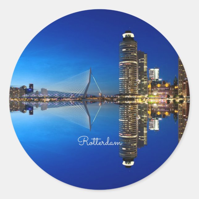 Pegatina Redonda Rotterdam, fotografía paisajística (Anverso)