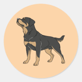 Pegatina Redonda Rottie Power: Bold Rottweiler Dog Sticker for True