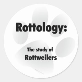 Pegatina Redonda Rottología; Estudio de los Rottweilers, Rottweiler