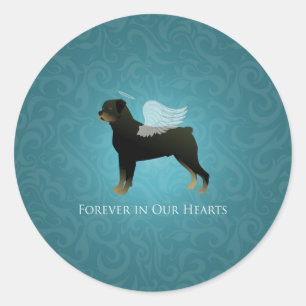 Pegatina Redonda Rottweiler Angel - Mascota Memorial Design