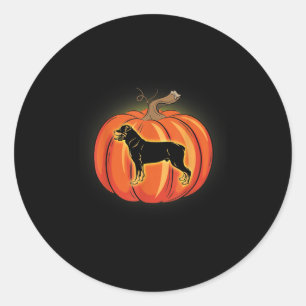 Pegatina Redonda rottweiler calabaza halloween amante de los perros
