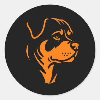 Pegatina Redonda Rottweiler Dog Face – Bold Line Art