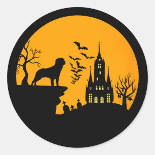 Pegatina Redonda Rottweiler Halloween