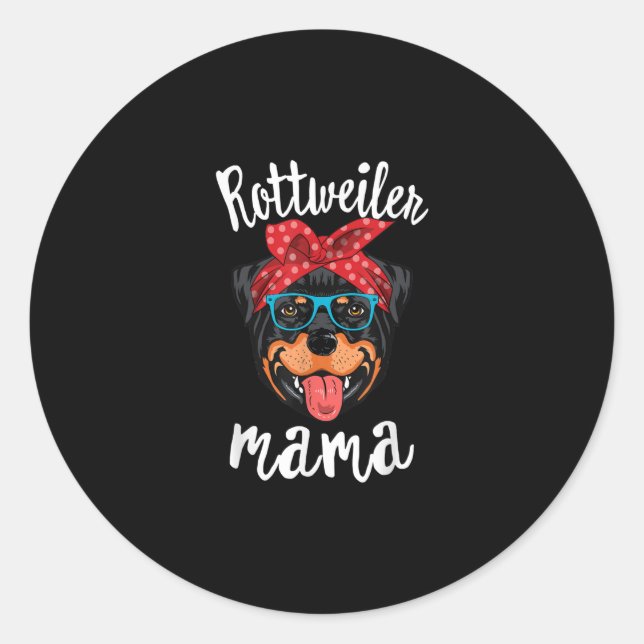 Pegatina Redonda rottweiler mamá cachorro perro mamá amante regalo (Anverso)