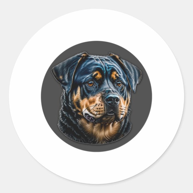 Pegatina Redonda Rottweiler negro (Anverso)