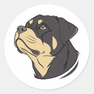 Pegatina Redonda Rottweiler Side Profile Sticker – Calm & Bold