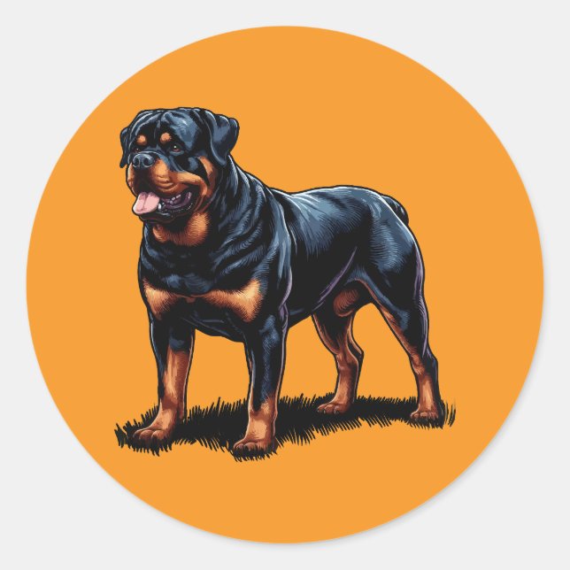 Pegatina Redonda Rottweiler Stunning Dog Art Sticker (Anverso)