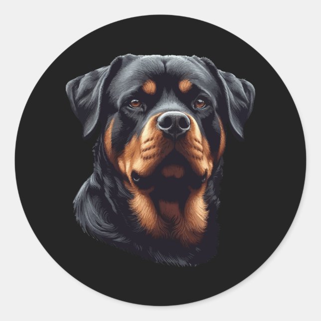 Pegatina Redonda Rottweiler Stunning Dog Head Art  (Anverso)
