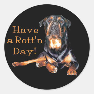 Pegatina Redonda Rottweiler Tiene Un Día Rotor
