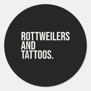 Pegatina Redonda Rottweiler Y Tattoos Rottweiler Dueño De Guay Dog