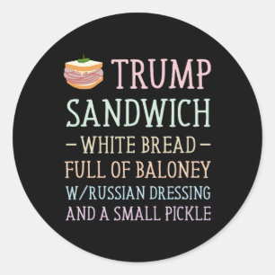 Pegatina Redonda Rótulo anti sandwich de Trump es gracioso