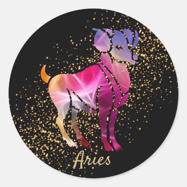 Pegatina Redonda Rótulo Aries - Zodiac (Anverso)