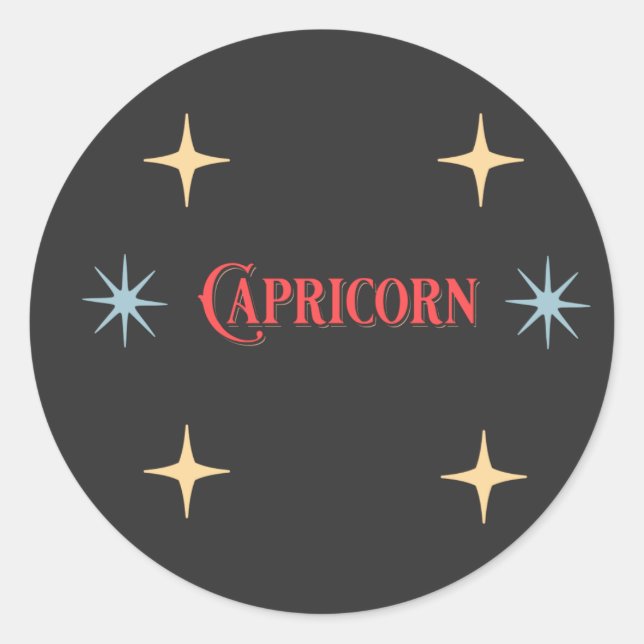Pegatina Redonda Rótulo Astrológico Capricornio (Anverso)