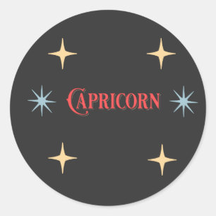 Pegatina Redonda Rótulo Astrológico Capricornio