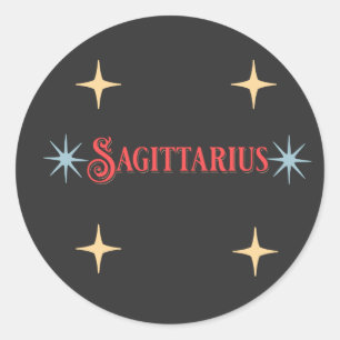Pegatina Redonda Rótulo Astrológico Sagittarius