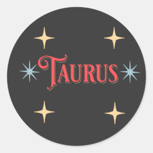 Pegatina Redonda Rótulo Astrológico Taurus