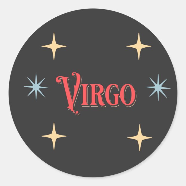 Pegatina Redonda Rótulo Astrológico Virgo (Anverso)