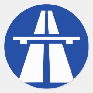 Pegatina Redonda Rótulo Autobahn alemán
