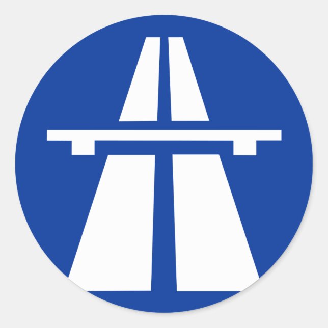 Pegatina Redonda Rótulo Autobahn alemán (Anverso)