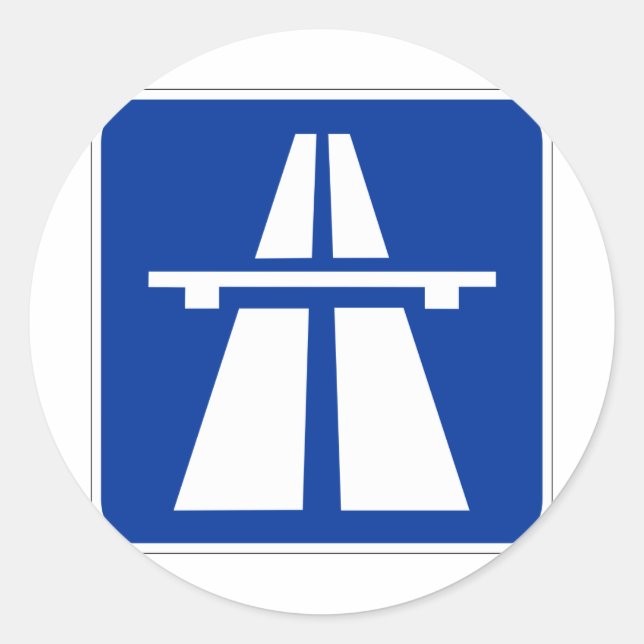 Pegatina Redonda Rótulo Autobahn alemán (Anverso)