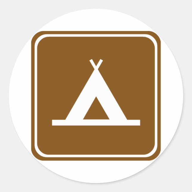 Pegatina Redonda Rótulo Camping Highway (Anverso)