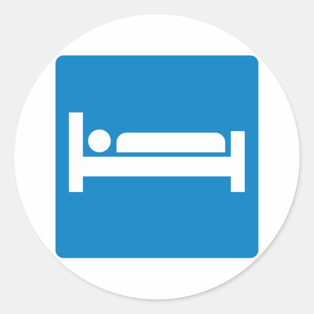 Pegatina Redonda Rótulo Carretera de Alojamiento (Anverso)