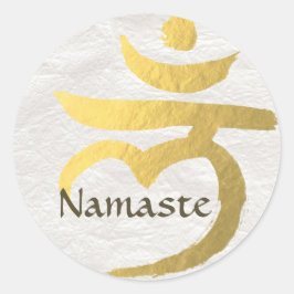 Pegatina Redonda Rótulo Chakra raíz de la mediación de los instruct