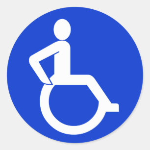 Pegatina Redonda Rótulo de accesibilidad en silla de ruedas