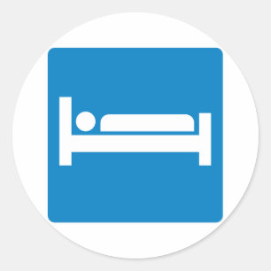 Pegatina Redonda Rótulo de alojamiento de la carretera