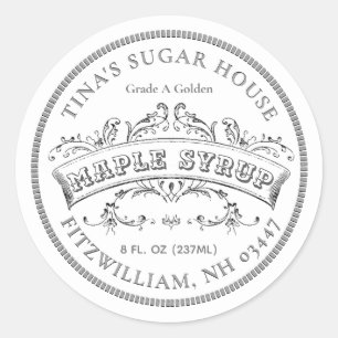 Pegatina Redonda Rótulo de arce Rótulo antiguo Moda Rótulo Blanco