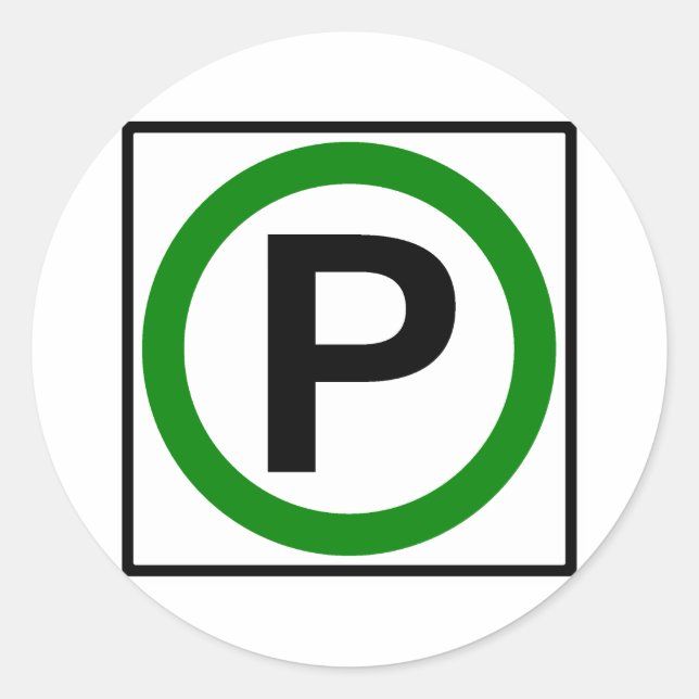 Pegatina Redonda Rótulo de autopista con permiso de estacionamiento (Anverso)