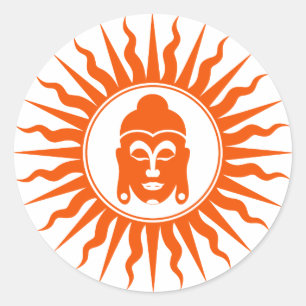 Pegatina Redonda Rótulo de Buda de dios