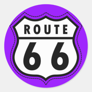 Pegatina Redonda Rótulo de carretera Violet Purple Route 66
