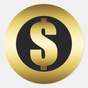 PEGATINA REDONDA RÓTULO DE DÓLAR