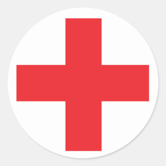 Pegatina Redonda Rótulo de First Aid Kit