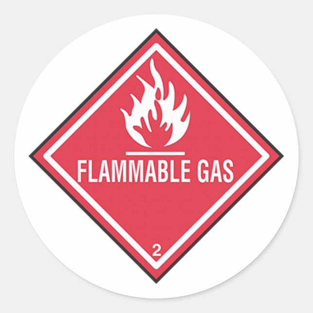 Pegatina Redonda Rótulo de gas inflamable (Anverso)