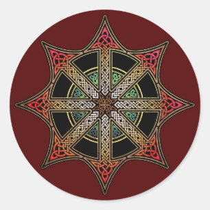 Pegatina Redonda Rótulo de Knotwork de Pegatinas del caos