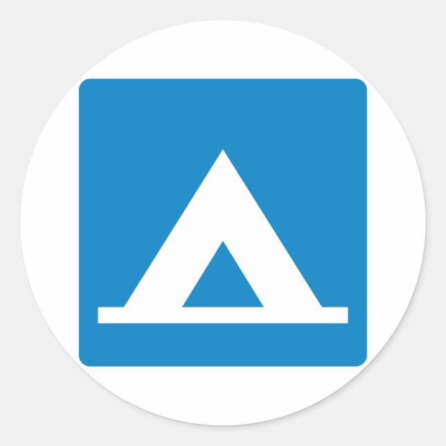 Pegatina Redonda Rótulo de la autopista Campground (Anverso)