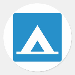 Pegatina Redonda Rótulo de la autopista Campground